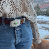 Sterling silver and turquoise belt buckle